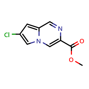 Chemical structure of methyl 7-chloropyrrolo[1,2-a]pyrazine-3-carboxylate , CAS 2250243-20-8, AChemBlock Q53191