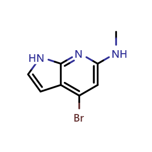 Chemical structure of 4-bromo-N-methyl-1H-pyrrolo[2,3-b]pyridin-6-amine , CAS 1935288-47-3, AChemBlock Q53192