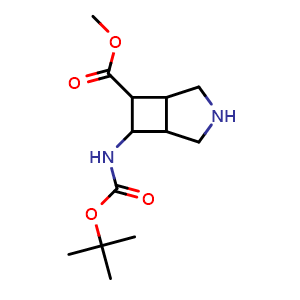 Chemical structure of methyl 7-((tert-butoxycarbonyl)amino)-3-azabicyclo[3.2.0]heptane-6-carboxylate , CAS 2306262-45-1, AChemBlock Q53205