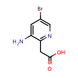 Chemical structure of 2-(3-amino-5-bromopyridin-2-yl)acetic acid , CAS 886373-11-1, AChemBlock Q53216