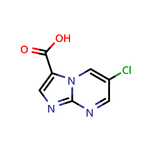 Chemical structure of 6-chloroimidazo[1,2-a]pyrimidine-3-carboxylic acid , CAS 1020035-24-8, AChemBlock Q53265