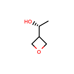 Chemical structure of (R)-1-(oxetan-3-yl)ethan-1-ol , CAS 2375165-27-6, AChemBlock Q53307