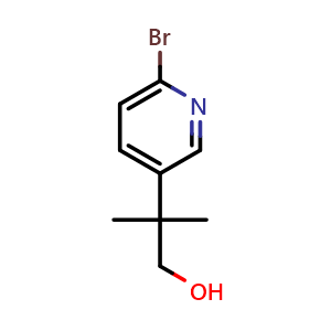 Chemical structure of 2-(6-bromopyridin-3-yl)-2-methylpropan-1-ol , CAS 1240596-24-0, AChemBlock Q53315