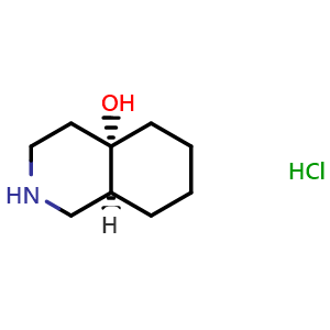 Chemical structure of (4aS,8aS)-octahydroisoquinolin-4a(2H)-ol hydrochloride , CAS 1955474-52-8, AChemBlock Q53354