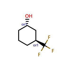 Chemical structure of trans-3-(trifluoromethyl)cyclohexanol , CAS 75091-91-7, AChemBlock Q53404