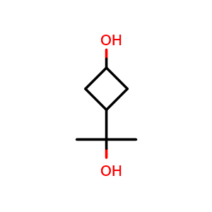 Chemical structure of 3-(2-hydroxypropan-2-yl)cyclobutan-1-ol , CAS 2101629-96-1, AChemBlock Q53419