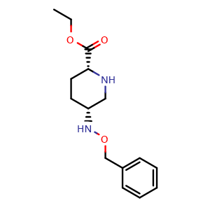 Chemical structure of ethyl (2R,5R)-5-((benzyloxy)amino)piperidine-2-carboxylate , CAS 2089462-91-7, AChemBlock Q53442