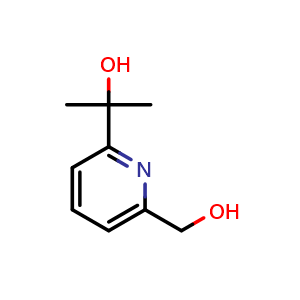 Chemical structure of 2-(6-(hydroxymethyl)pyridin-2-yl)propan-2-ol , CAS 933791-33-4, AChemBlock Q53451