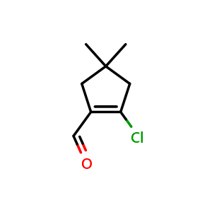 Chemical structure of 2-chloro-4,4-dimethylcyclopent-1-ene-1-carbaldehyde , CAS 1346672-63-6, AChemBlock Q53460
