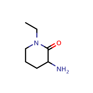 Chemical structure of 3-Amino-1-ethylpiperidin-2-one , CAS 1342570-64-2, AChemBlock Q53469