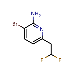 Chemical structure of 3-bromo-6-(2,2-difluoroethyl)pyridin-2-amine , CAS 2306271-97-4, AChemBlock Q53489