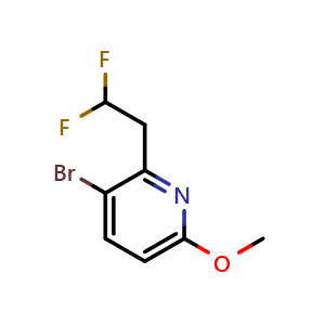 Chemical structure of 3-bromo-2-(2,2-difluoroethyl)-6-methoxypyridine , CAS 2306265-11-0, AChemBlock Q53490