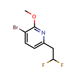 Chemical structure of 3-bromo-6-(2,2-difluoroethyl)-2-methoxypyridine , CAS 2306277-00-7, AChemBlock Q53491