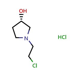 Chemical structure of (S)-1-(2-chloroethyl)pyrrolidin-3-ol hydrochloride , CAS 2253621-51-9, AChemBlock Q53504
