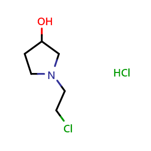 Chemical structure of 1-(2-chloroethyl)pyrrolidin-3-ol hydrochloride , CAS 2306274-38-2, AChemBlock Q53508