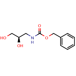 Chemical structure of Benzyl (R)-(2,3-dihydroxypropyl)carbamate , CAS 641617-22-3, AChemBlock Q53512