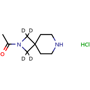 Chemical structure of 1-(2,7-diazaspiro[3.5]nonan-2-yl-1,1,3,3-d4)ethan-1-one hydrochloride , CAS 2253108-18-6, AChemBlock Q53563