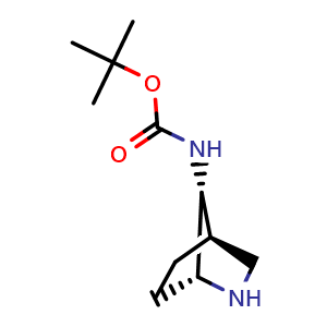 Chemical structure of tert-butyl ((1R,4R,7R)-2-azabicyclo[2.2.1]heptan-7-yl)carbamate , CAS 2101335-28-6, AChemBlock Q53564