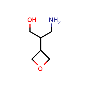 Chemical structure of 3-amino-2-(oxetan-3-yl)propan-1-ol , CAS 1779783-88-8, AChemBlock Q53566