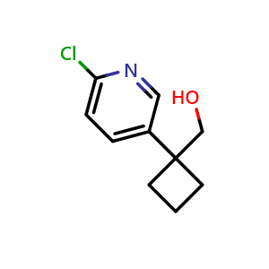Chemical structure of (1-(6-chloropyridin-3-yl)cyclobutyl)methanol , CAS 1935220-71-5, AChemBlock Q53583