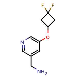 Chemical structure of (5-(3,3-difluorocyclobutoxy)pyridin-3-yl)methanamine , CAS 2250241-80-4, AChemBlock Q53588