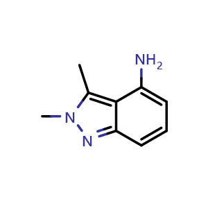 Chemical structure of 2,3-dimethyl-2H-indazol-4-amine , CAS 1782433-66-2, AChemBlock Q53614