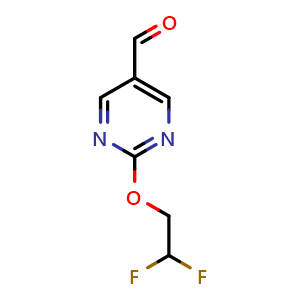 Chemical structure of 2-(2,2-difluoroethoxy)pyrimidine-5-carbaldehyde , CAS 1565712-50-6, AChemBlock Q53628