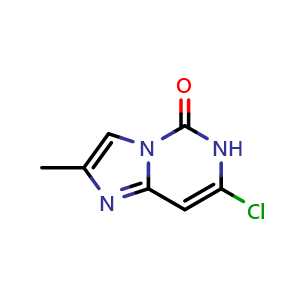 Chemical structure of 7-chloro-2-methylimidazo[1,2-c]pyrimidin-5(6H)-one , CAS 1059191-51-3, AChemBlock Q53643