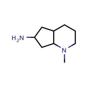 Chemical structure of 1-methyloctahydro-1H-cyclopenta[b]pyridin-6-amine , CAS 1558833-79-6, AChemBlock Q53650