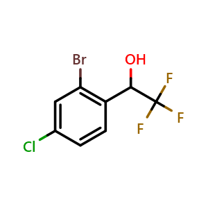 Chemical structure of 1-(2-bromo-4-chlorophenyl)-2,2,2-trifluoroethan-1-ol , CAS 1508437-73-7, AChemBlock Q53669