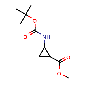 Chemical structure of methyl 2-((tert-butoxycarbonyl)amino)cyclopropane-1-carboxylate , CAS 1426414-00-7, AChemBlock Q53680