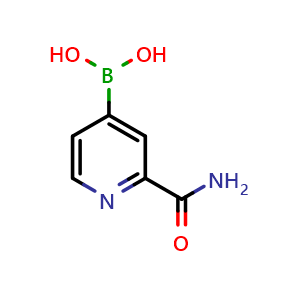 Chemical structure of (2-Carbamoylpyridin-4-yl)boronic acid , CAS 1443112-29-5, AChemBlock Q53683
