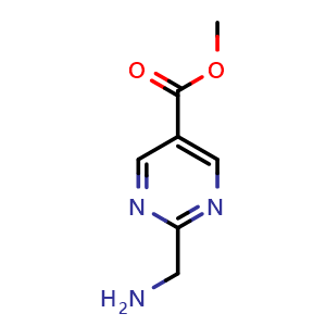 Chemical structure of methyl 2-(aminomethyl)pyrimidine-5-carboxylate , CAS 1004973-23-2, AChemBlock Q53696