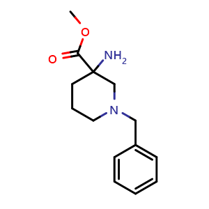 Chemical structure of methyl 3-amino-1-benzylpiperidine-3-carboxylate , CAS 885270-29-1, AChemBlock Q53706