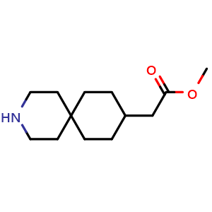 Chemical structure of Methyl 2-(3-azaspiro[5.5]undecan-9-yl)acetate , CAS 1017623-70-9, AChemBlock Q53713