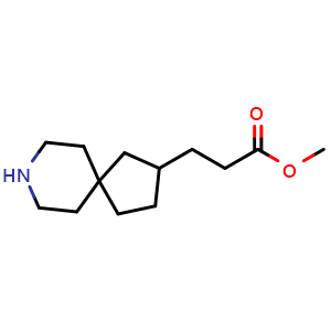 Chemical structure of methyl 3-(8-azaspiro[4.5]decan-2-yl)propanoate , CAS 1638760-81-2, AChemBlock Q53714