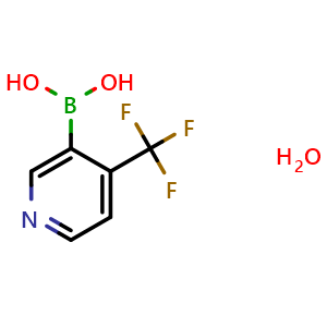 Chemical structure of (4-(trifluoromethyl)pyridin-3-yl)boronic acid hydrate , CAS 1072952-32-9, AChemBlock Q53728
