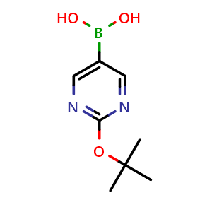 Chemical structure of (2-(tert-butoxy)pyrimidin-5-yl)boronic acid , CAS 2225180-17-4, AChemBlock Q53742
