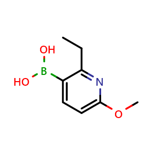 Chemical structure of (2-ethyl-6-methoxypyridin-3-yl)boronic acid , CAS 848360-87-2, AChemBlock Q53746