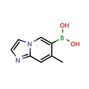 Chemical structure of (7-methylimidazo[1,2-a]pyridin-6-yl)boronic acid , CAS 957062-57-6, AChemBlock Q53762