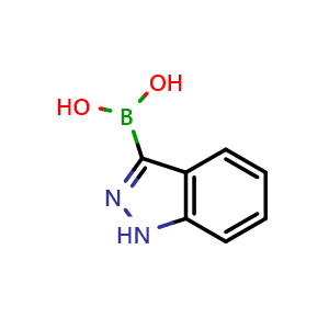 Chemical structure of (1H-indazol-3-yl)boronic acid , CAS 1310383-95-9, AChemBlock Q53770