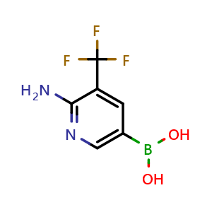 Chemical structure of (6-amino-5-(trifluoromethyl)pyridin-3-yl)boronic acid , CAS 1189126-37-1, AChemBlock Q53783