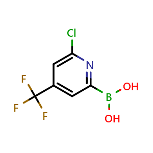 Chemical structure of (6-chloro-4-(trifluoromethyl)pyridin-2-yl)boronic acid , CAS 1217500-88-3, AChemBlock Q53793