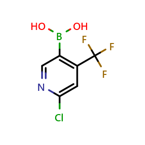 Chemical structure of (6-chloro-4-(trifluoromethyl)pyridin-3-yl)boronic acid , CAS 1217500-87-2, AChemBlock Q53794