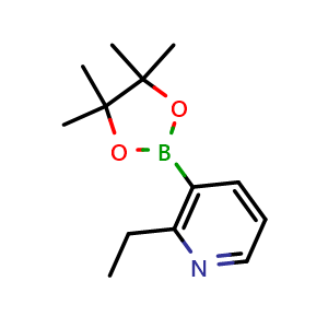 Chemical structure of 2-ethyl-3-(4,4,5,5-tetramethyl-1,3,2-dioxaborolan-2-yl)pyridine , CAS 1494670-02-8, AChemBlock Q53798