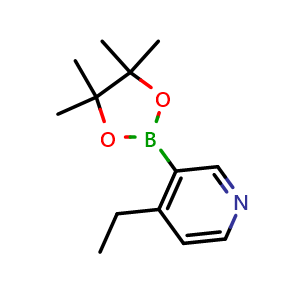 Chemical structure of 4-ethyl-3-(4,4,5,5-tetramethyl-1,3,2-dioxaborolan-2-yl)pyridine , CAS 2096330-85-5, AChemBlock Q53799