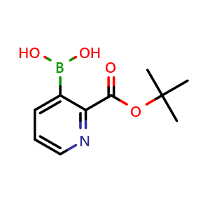 Chemical structure of (2-(tert-butoxycarbonyl)pyridin-3-yl)boronic acid , CAS 2304635-14-9, AChemBlock Q53809