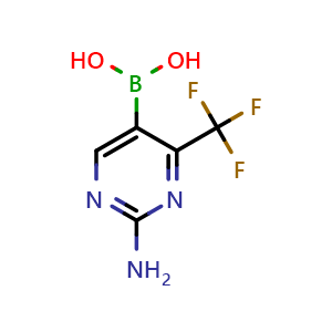 Chemical structure of (2-amino-4-(trifluoromethyl)pyrimidin-5-yl)boronic acid , CAS 1045861-30-0, AChemBlock Q53811