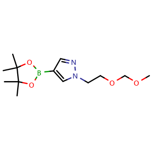 Chemical structure of 1-(2-(methoxymethoxy)ethyl)-4-(4,4,5,5-tetramethyl-1,3,2-dioxaborolan-2-yl)-1H-pyrazole , CAS 1013101-73-9, AChemBlock Q53825