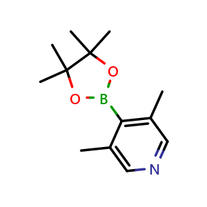 Chemical structure of 3,5-dimethyl-4-(4,4,5,5-tetramethyl-1,3,2-dioxaborolan-2-yl)pyridine , CAS 1032358-02-3, AChemBlock Q53829